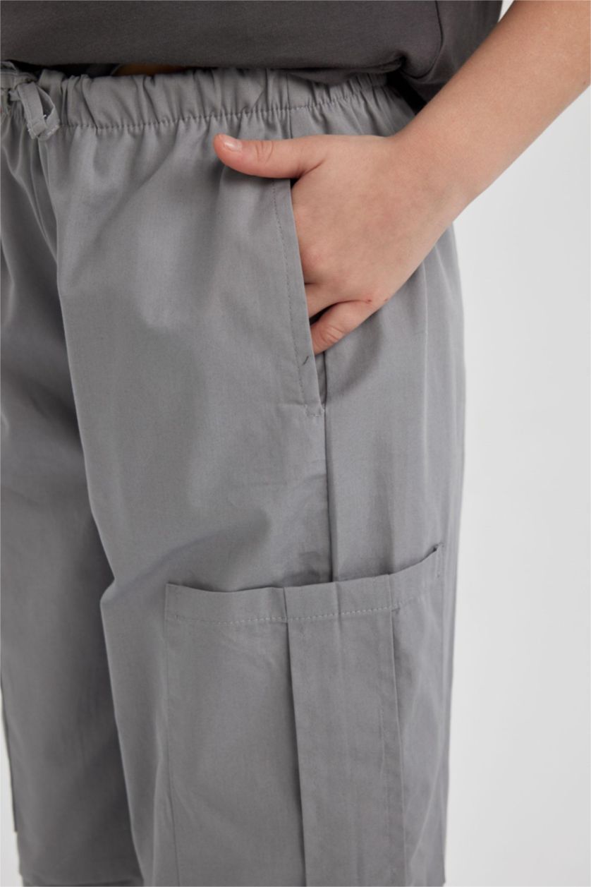 بنات رمادي فاتح سروال كارجو باراشوت بناتي قطن