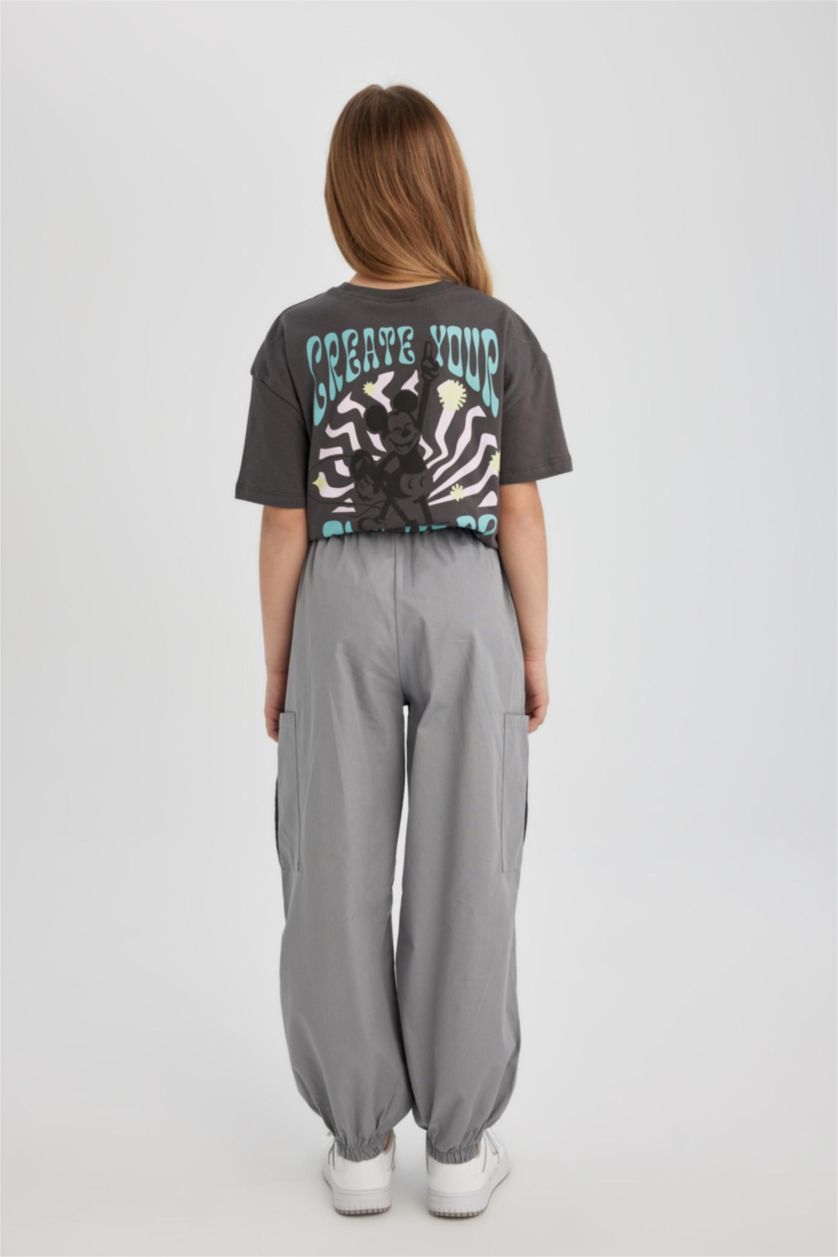 بنات رمادي فاتح سروال كارجو باراشوت بناتي قطن