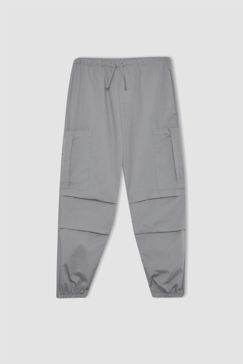 بنات رمادي فاتح سروال كارجو باراشوت بناتي قطن