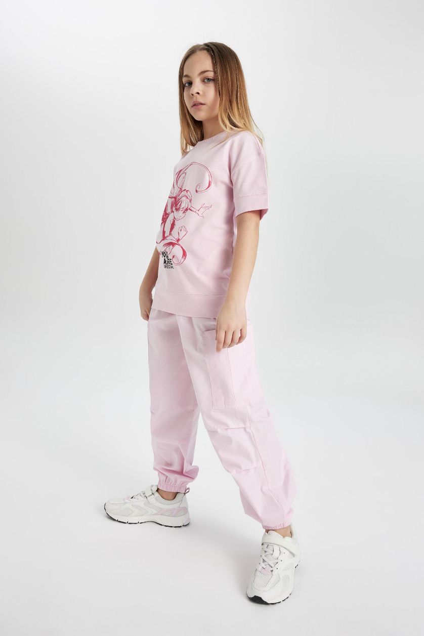 GIRLS & TEENS Pink Girl Parachute Cargo Cotton Trousers