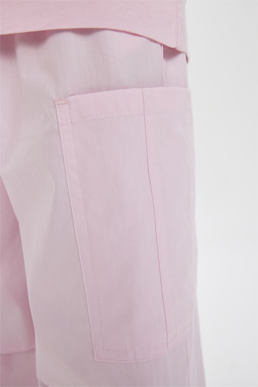 GIRLS & TEENS Pink Girl Parachute Cargo Cotton Trousers