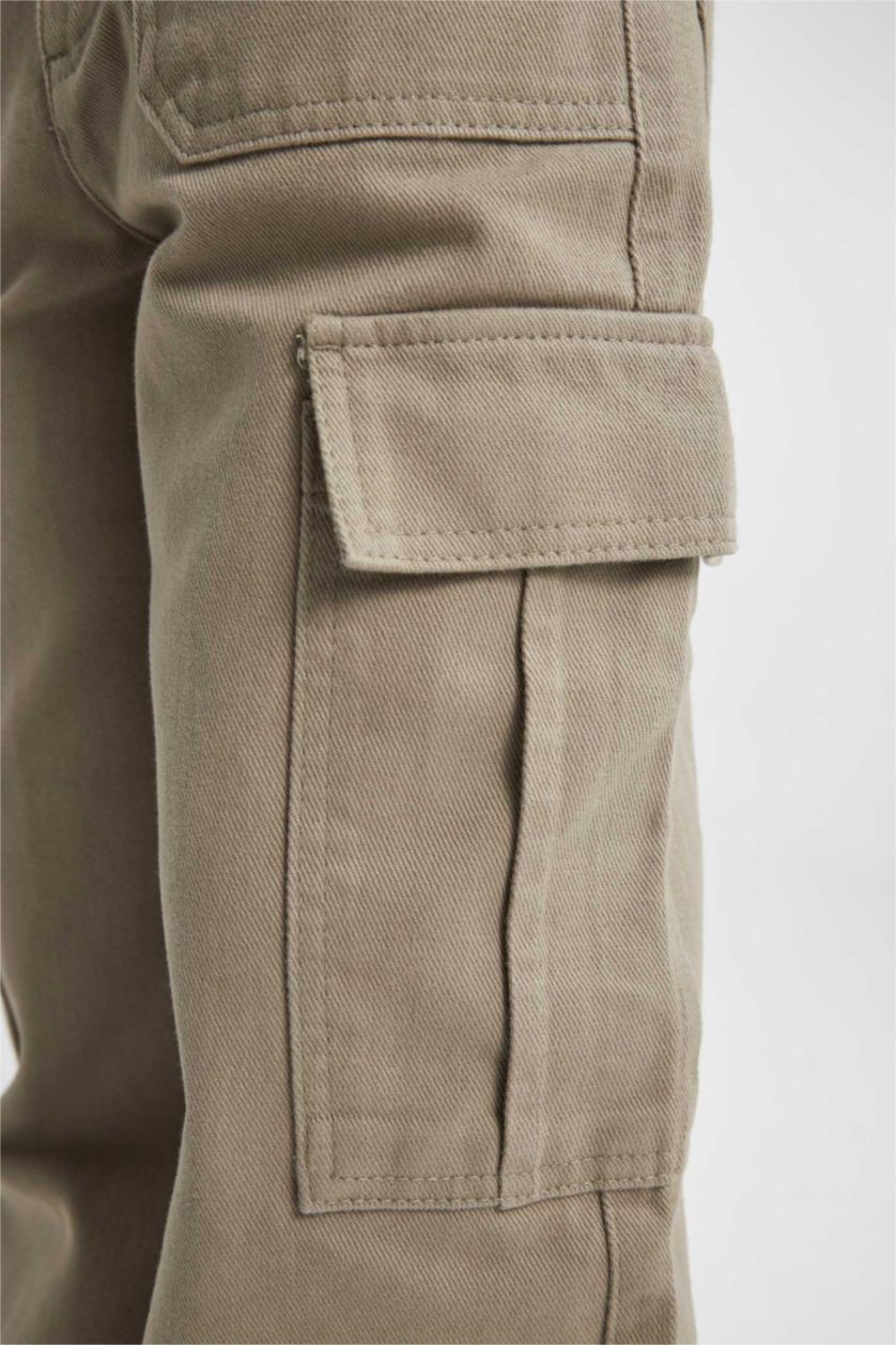 بنات كاكي بنطرون كارجو بناتي قطن وايد ليج برجل واسع