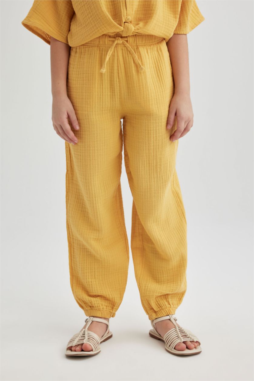 Девочки и подростки Желтый Брюки из хлопка для девочек