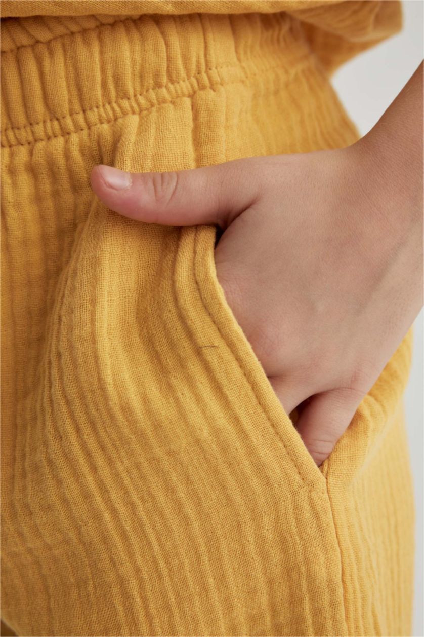 Девочки и подростки Желтый Брюки из хлопка для девочек