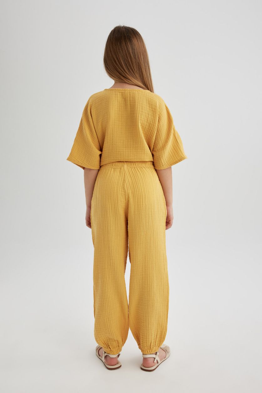 Девочки и подростки Желтый Брюки из хлопка для девочек