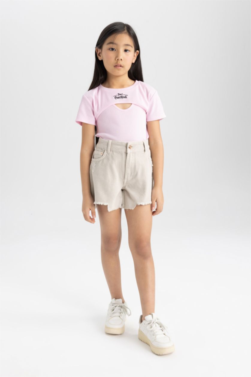 GIRLS & TEENS Beige Girl Denim Shorts