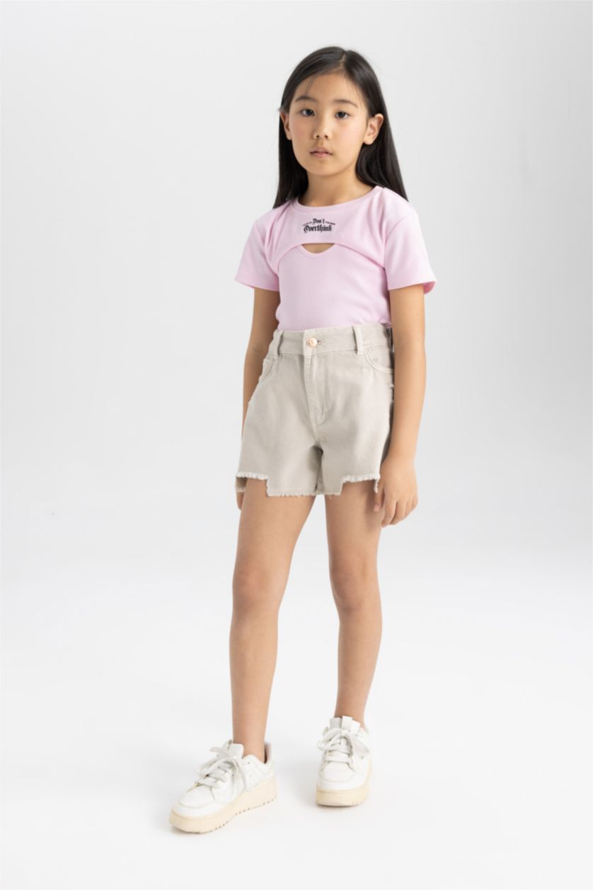 GIRLS & TEENS Beige Girl Denim Shorts