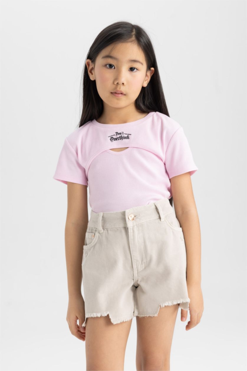GIRLS & TEENS Beige Girl Denim Shorts