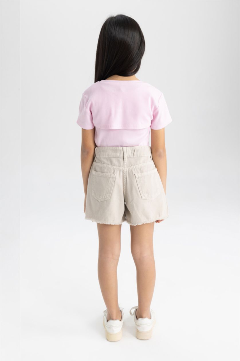 Kız Çocuk - Genç Kız Bej Jean Şort Kız Çocuk