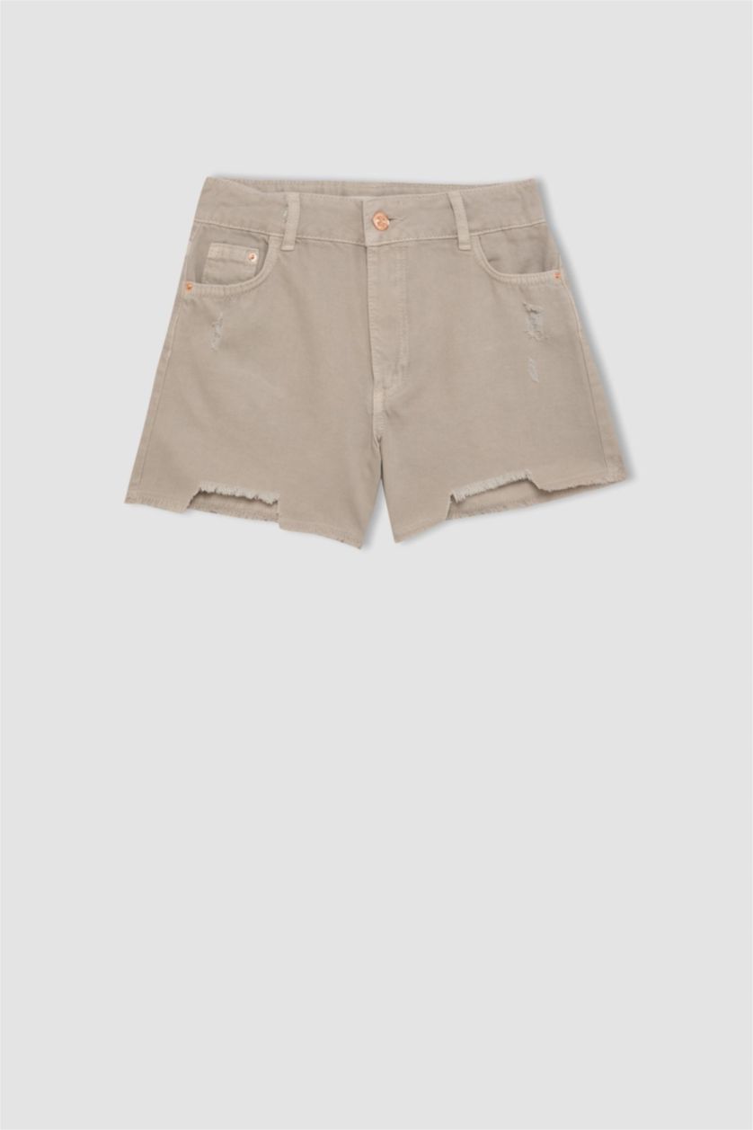 Kız Çocuk - Genç Kız Bej Jean Şort Kız Çocuk