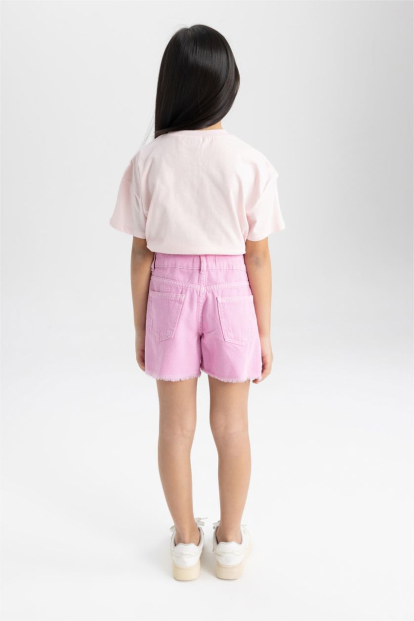 بنات زهري شورت جينز بناتي وايد ليج