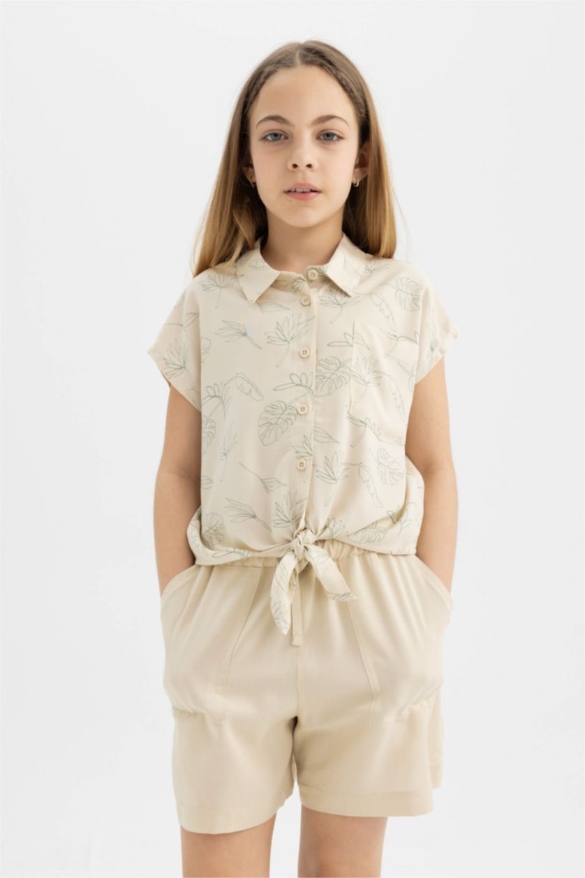 GIRLS & TEENS Light Beige Girl Viscose Shorts