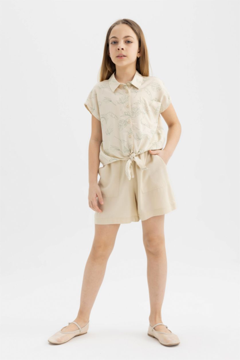 GIRLS & TEENS Light Beige Girl Viscose Shorts