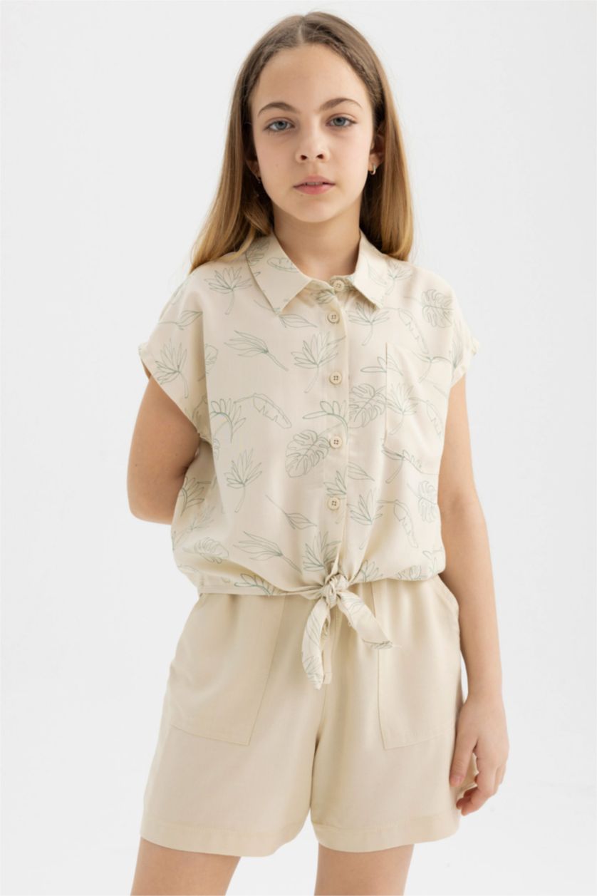 GIRLS & TEENS Light Beige Girl Viscose Shorts