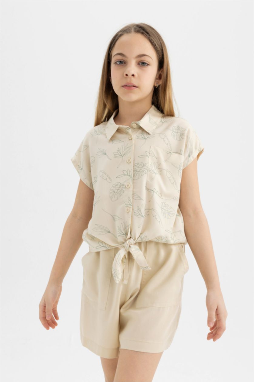 GIRLS & TEENS Light Beige Girl Viscose Shorts