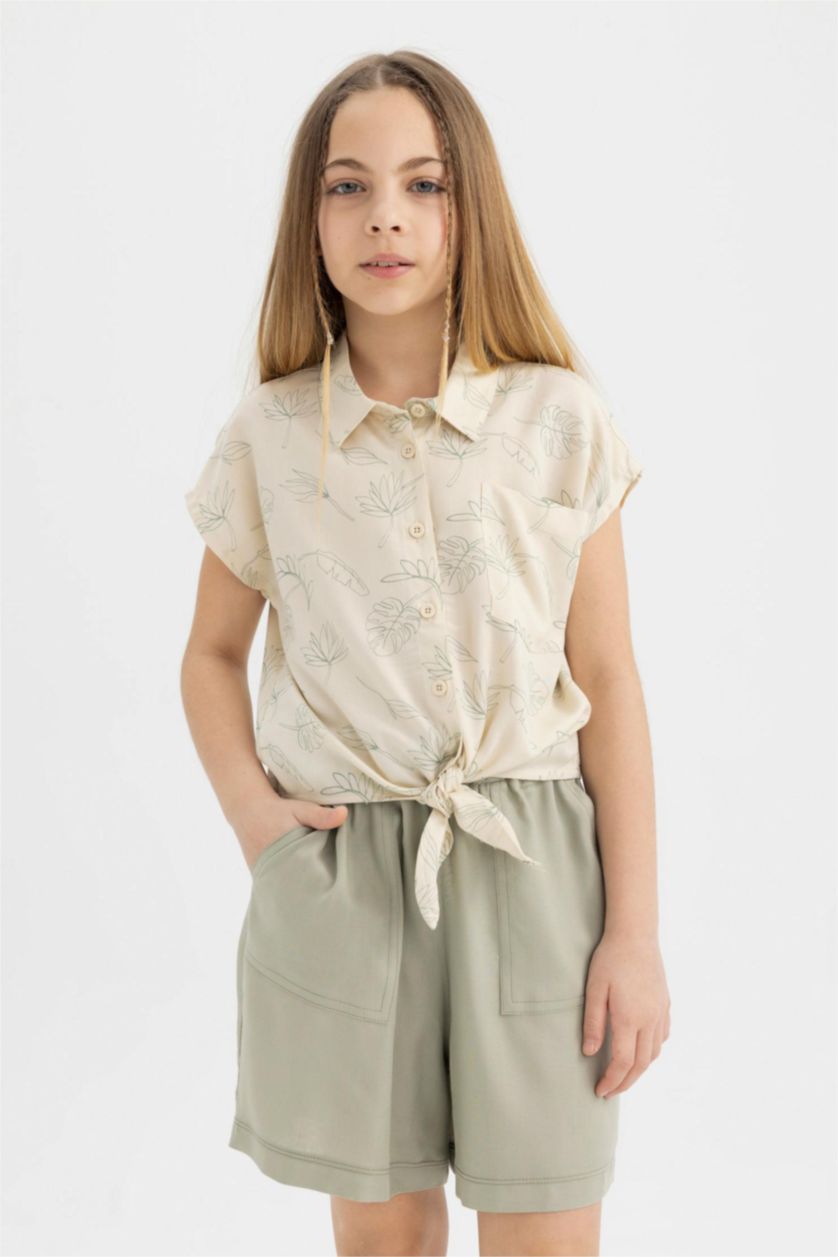 بنات أخضر شورت قصير بناتي فيسكوز