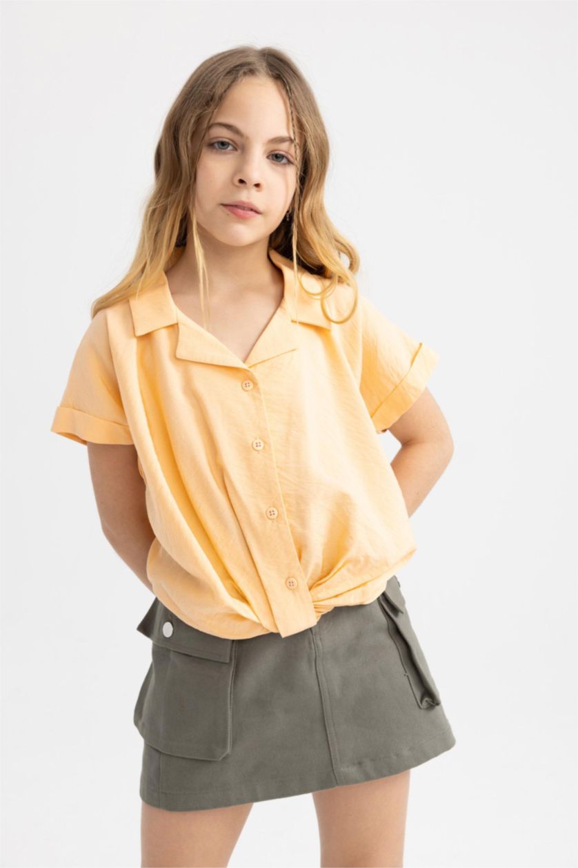 GIRLS & TEENS Salmon Girl Short Sleeve Crop Shirt
