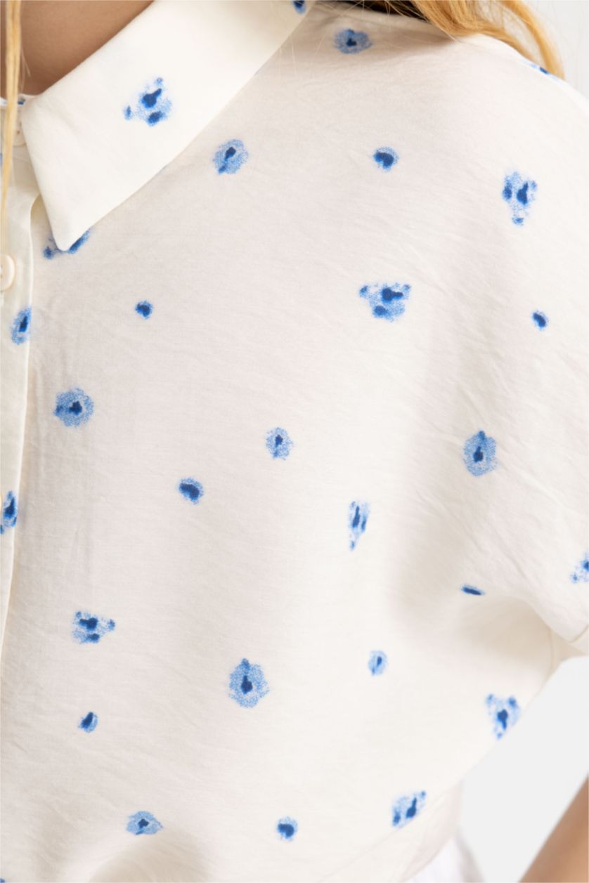 FILLES BLEU Clair Chemise Courte à Motifs à Manches Courtes pour Fille