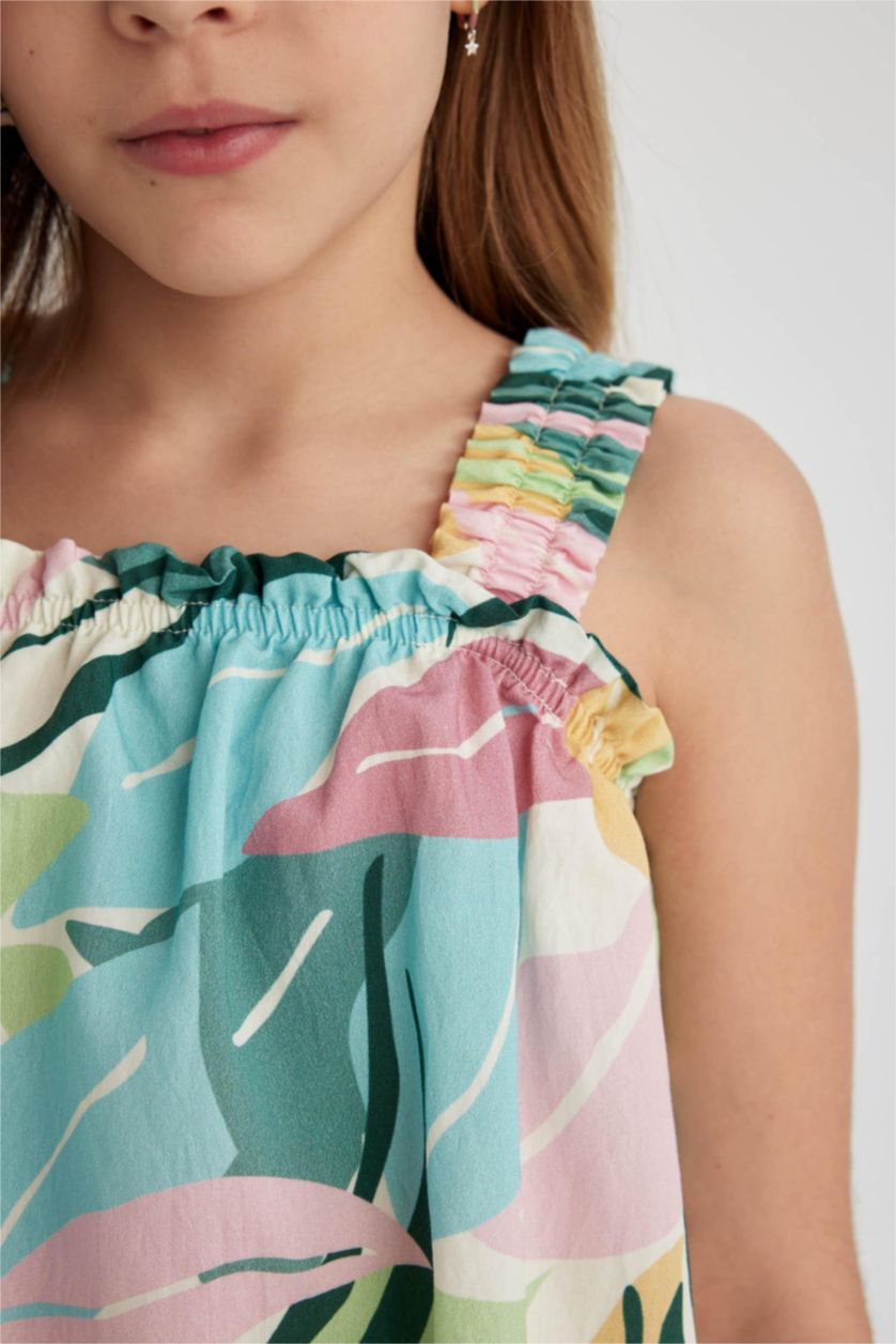 بنات أخضر بلوزة بناتي بحمالات قصة مريحة