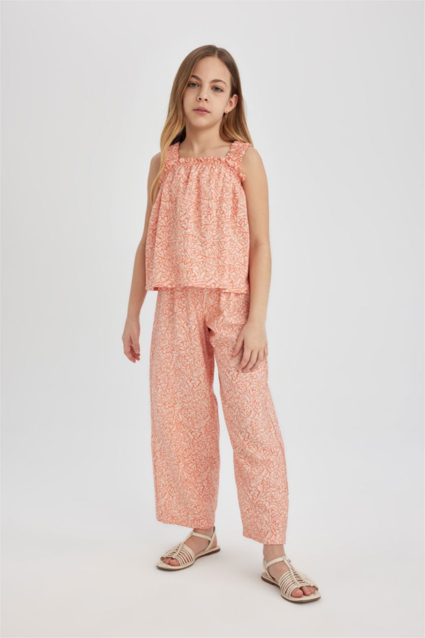 Kız Çocuk - Genç Kız Somon Desenli Askılı Bluz Kız Çocuk