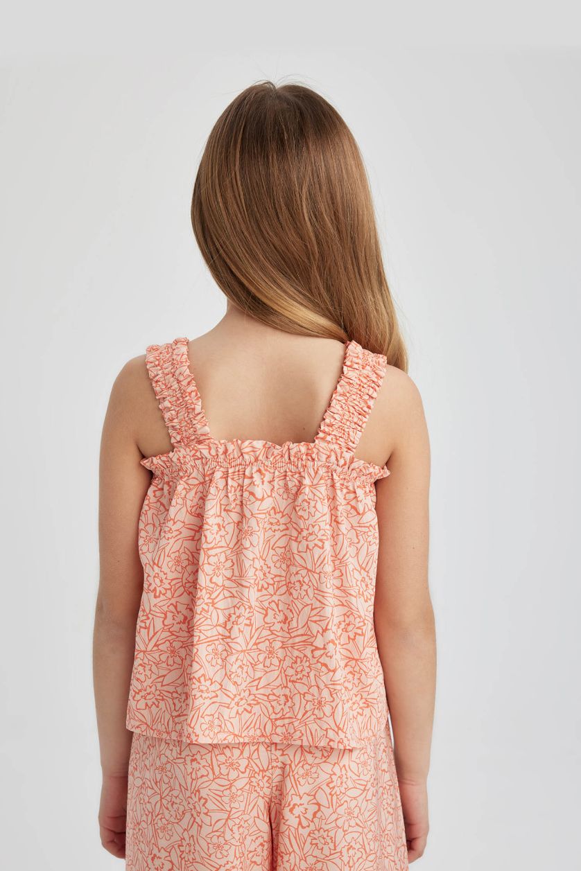 Kız Çocuk - Genç Kız Somon Desenli Askılı Bluz Kız Çocuk