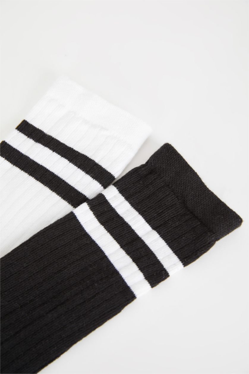 Девочки и подростки Разноцветный Длинные носки из хлопка для девочек, 2 пары, Школьная коллекция