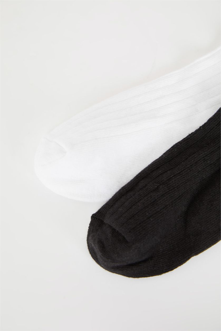 Девочки и подростки Разноцветный Длинные носки из хлопка для девочек, 2 пары, Школьная коллекция