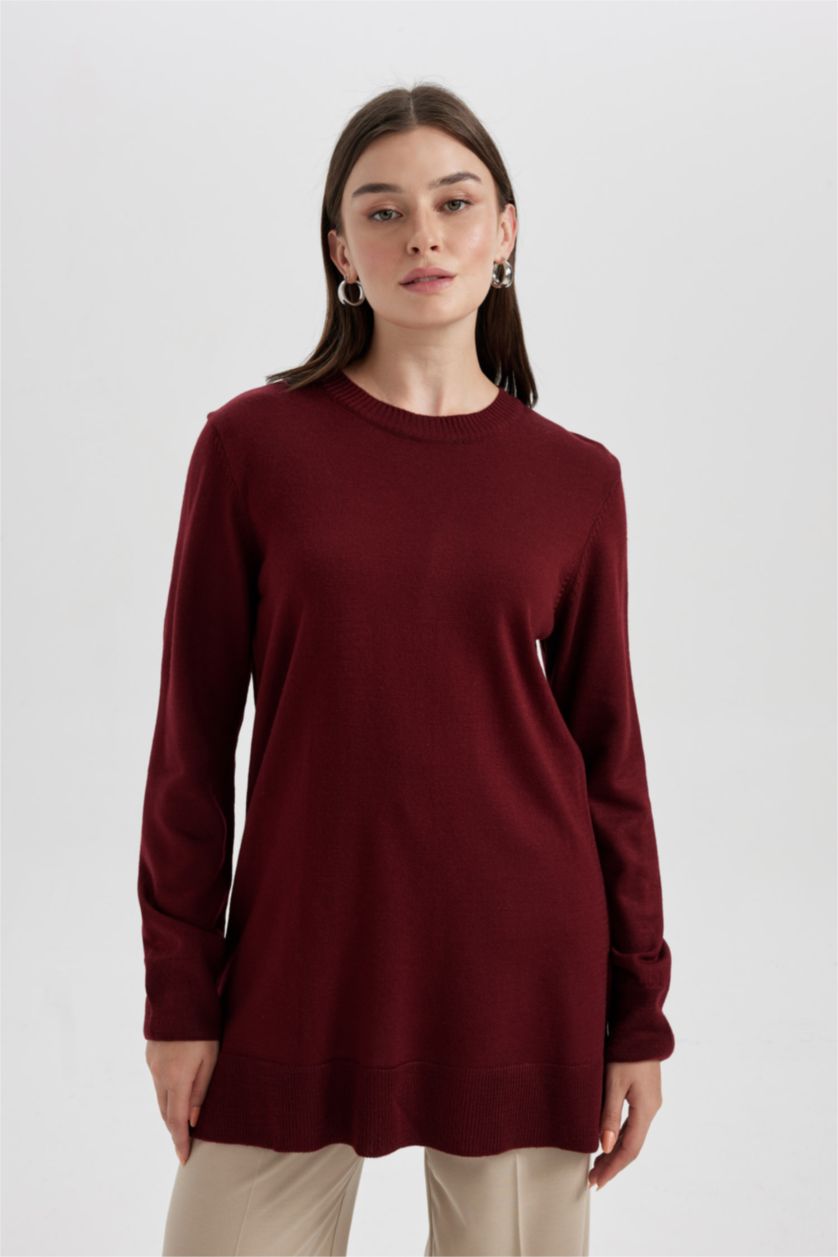 WOMAN Bordeaux Regular Fit Crew Neck Tunic