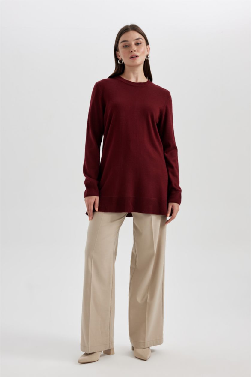 WOMAN Bordeaux Regular Fit Crew Neck Tunic