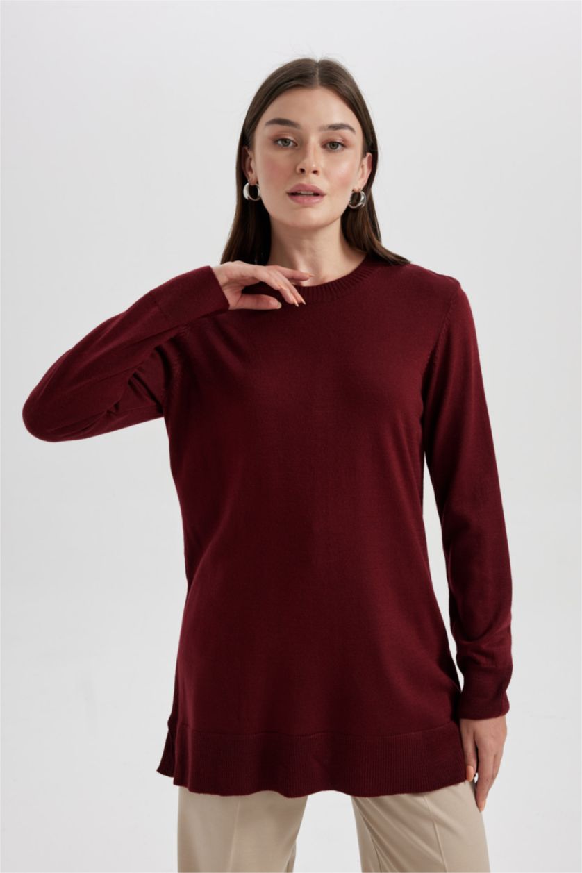 WOMAN Bordeaux Regular Fit Crew Neck Tunic