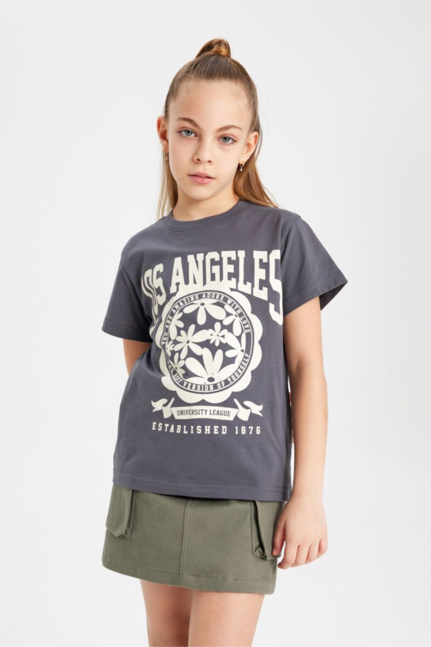 GIRLS & TEENS Anthracite Regular Fit Short Sleeve T-Shirt