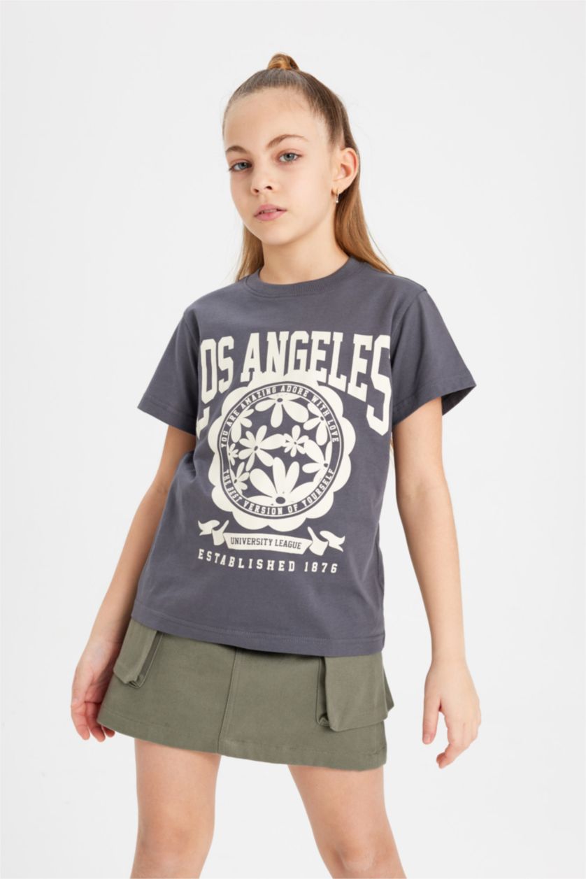 GIRLS & TEENS Anthracite Regular Fit Short Sleeve T-Shirt