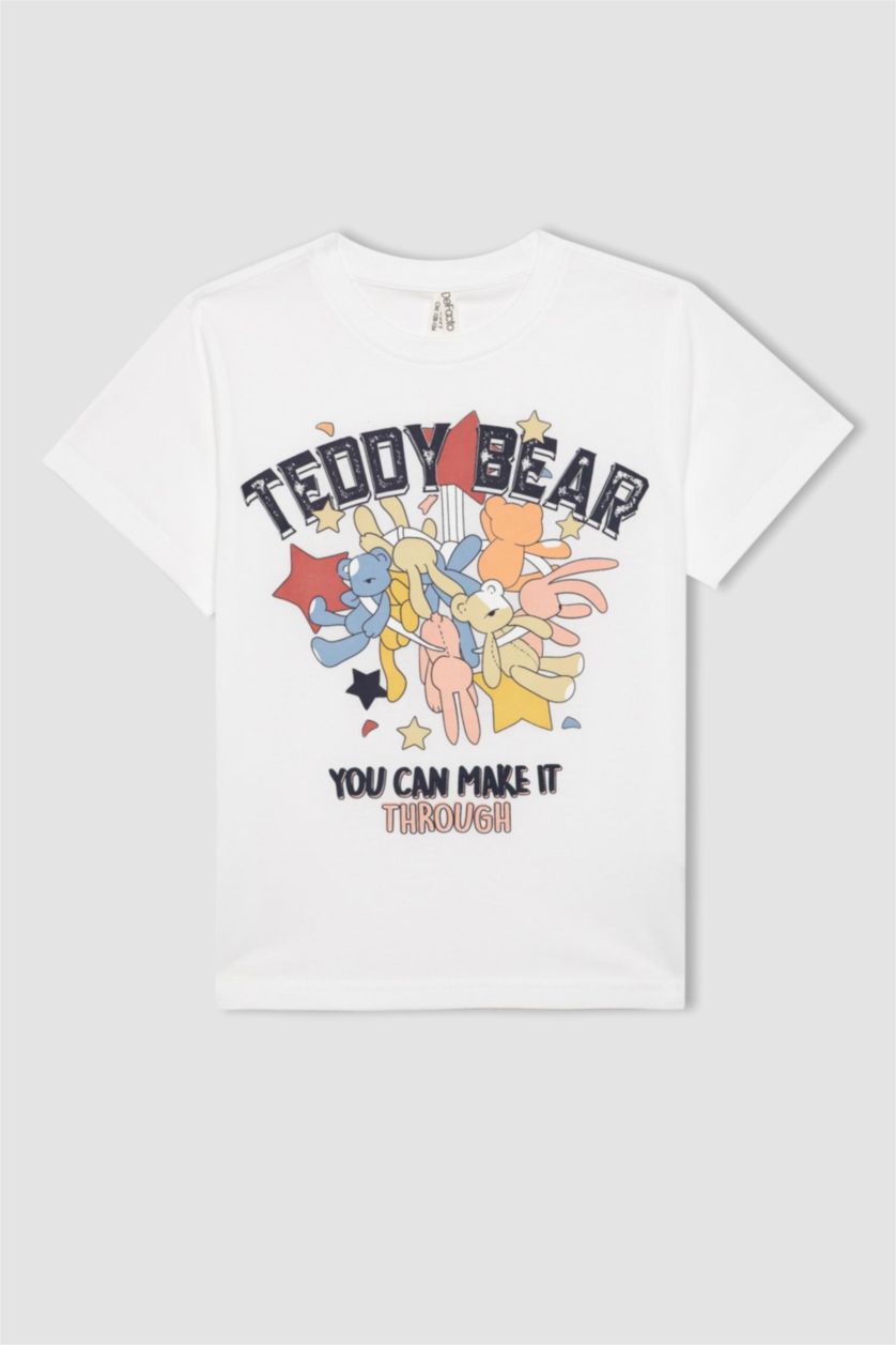 FILLES Blanc T-shirt imprimé à manches courtes pour fille