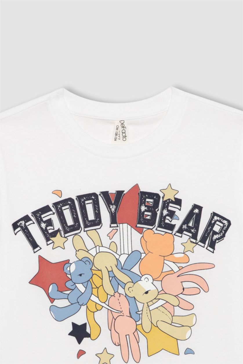 FILLES Blanc T-shirt imprimé à manches courtes pour fille