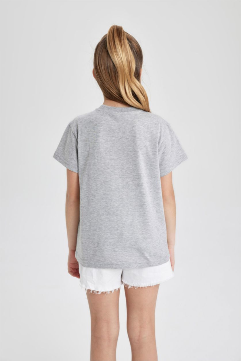 Девочки и подростки Светло-серый меланж Футболка стандартного кроя для девочек