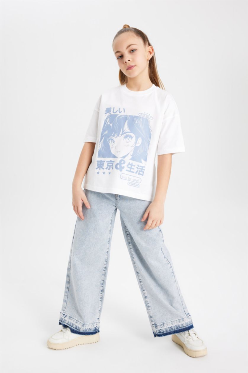 GIRLS & TEENS White Girl Oversize Printed Short Sleeve T-Shirt