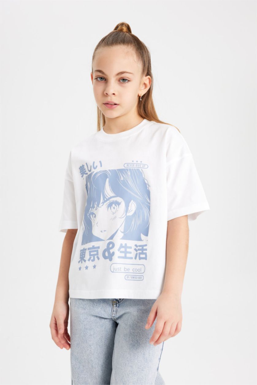 GIRLS & TEENS White Girl Oversize Printed Short Sleeve T-Shirt