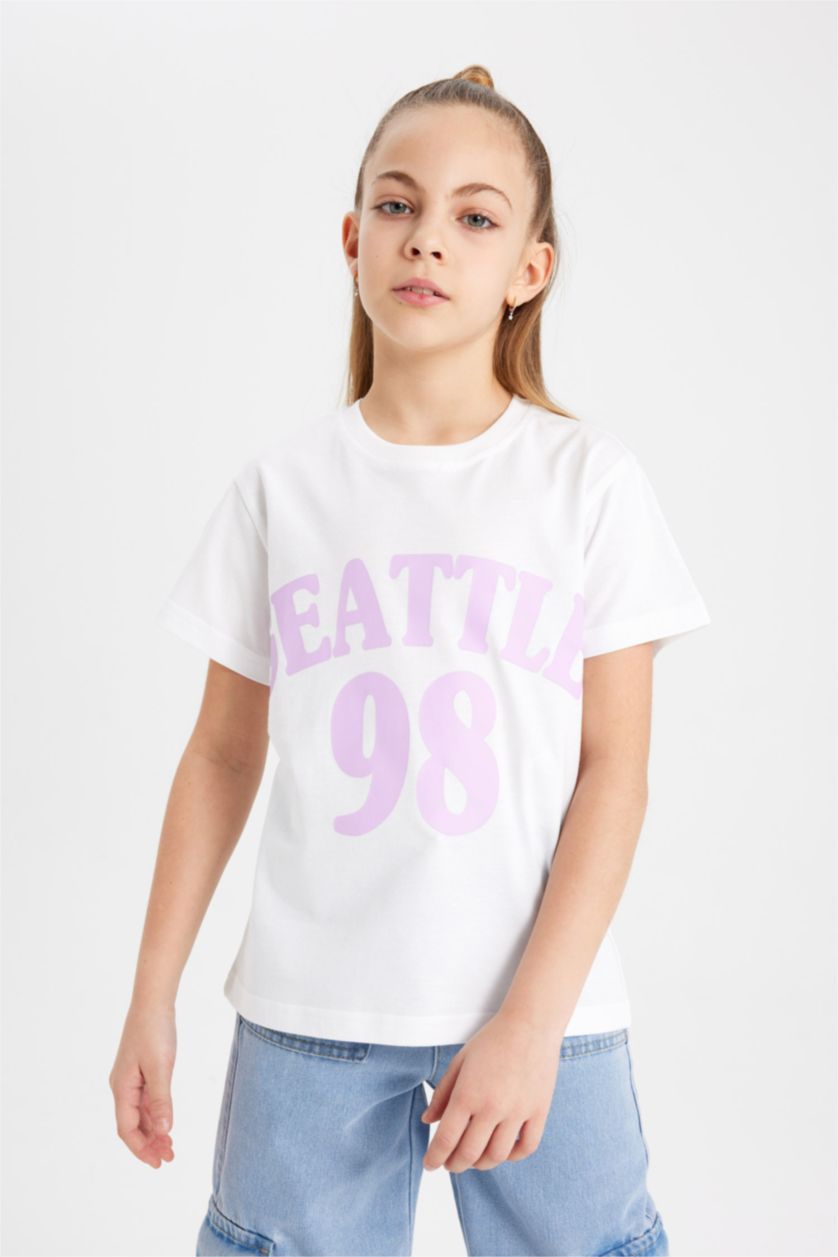 GIRLS & TEENS White Girl Printed Short Sleeve T-Shirt
