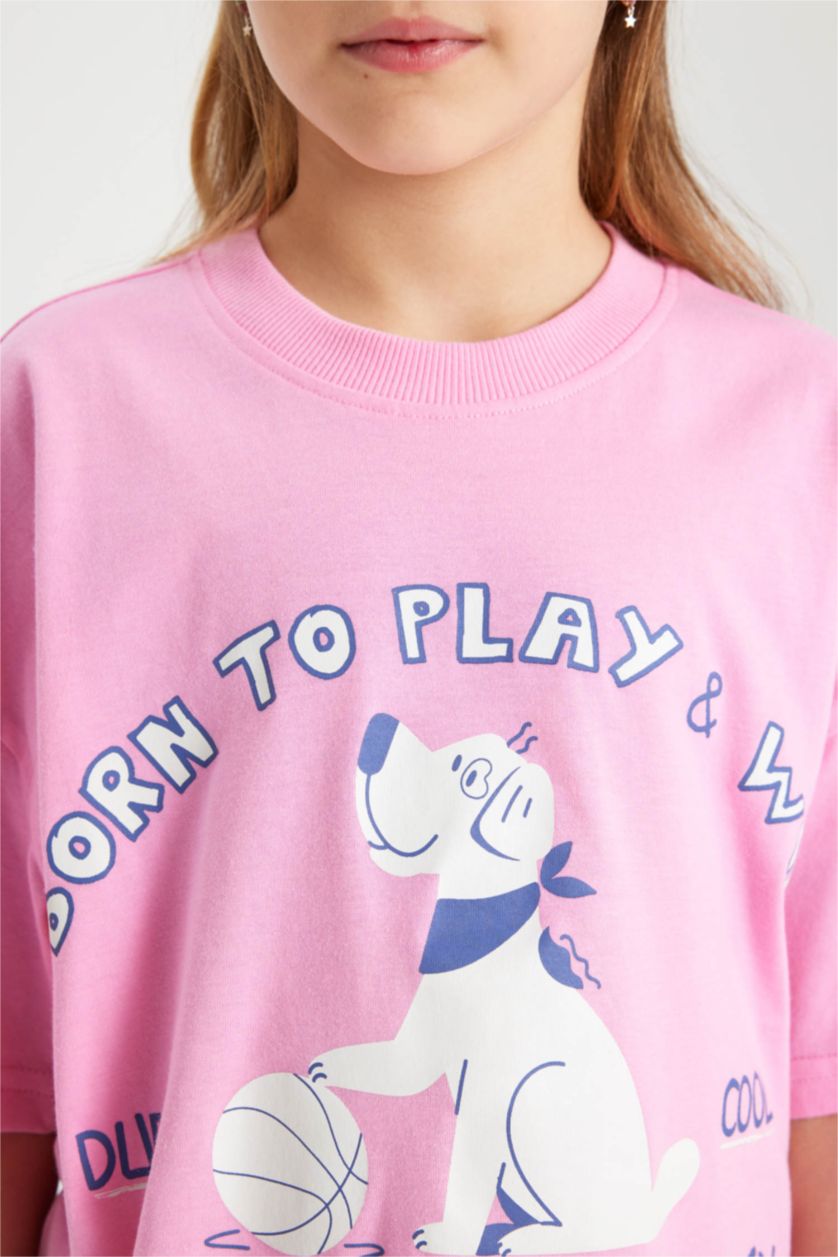 FILLES Rose T-shirt à manches courtes Imprimé Animalier Fille