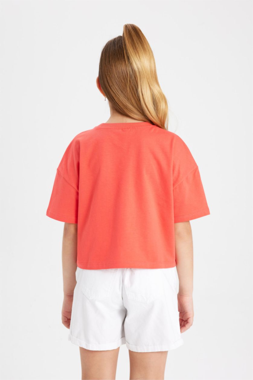 GIRLS & TEENS Light Red Flower Short Sleeve T-Shirt