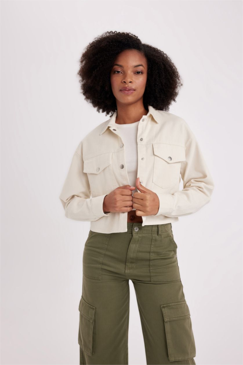 FEMME Écru Chemise Oversize Gabardine Manches Longues