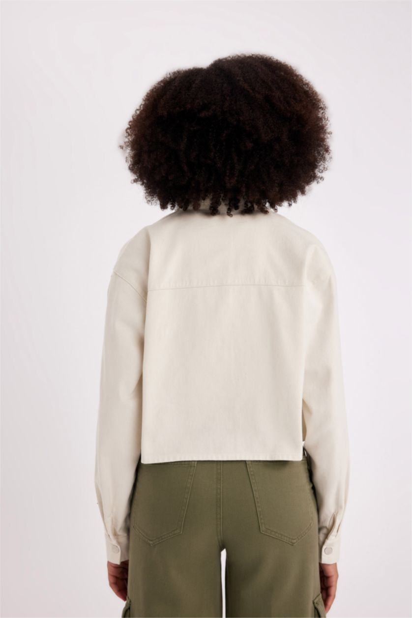 FEMME Écru Chemise Oversize Gabardine Manches Longues