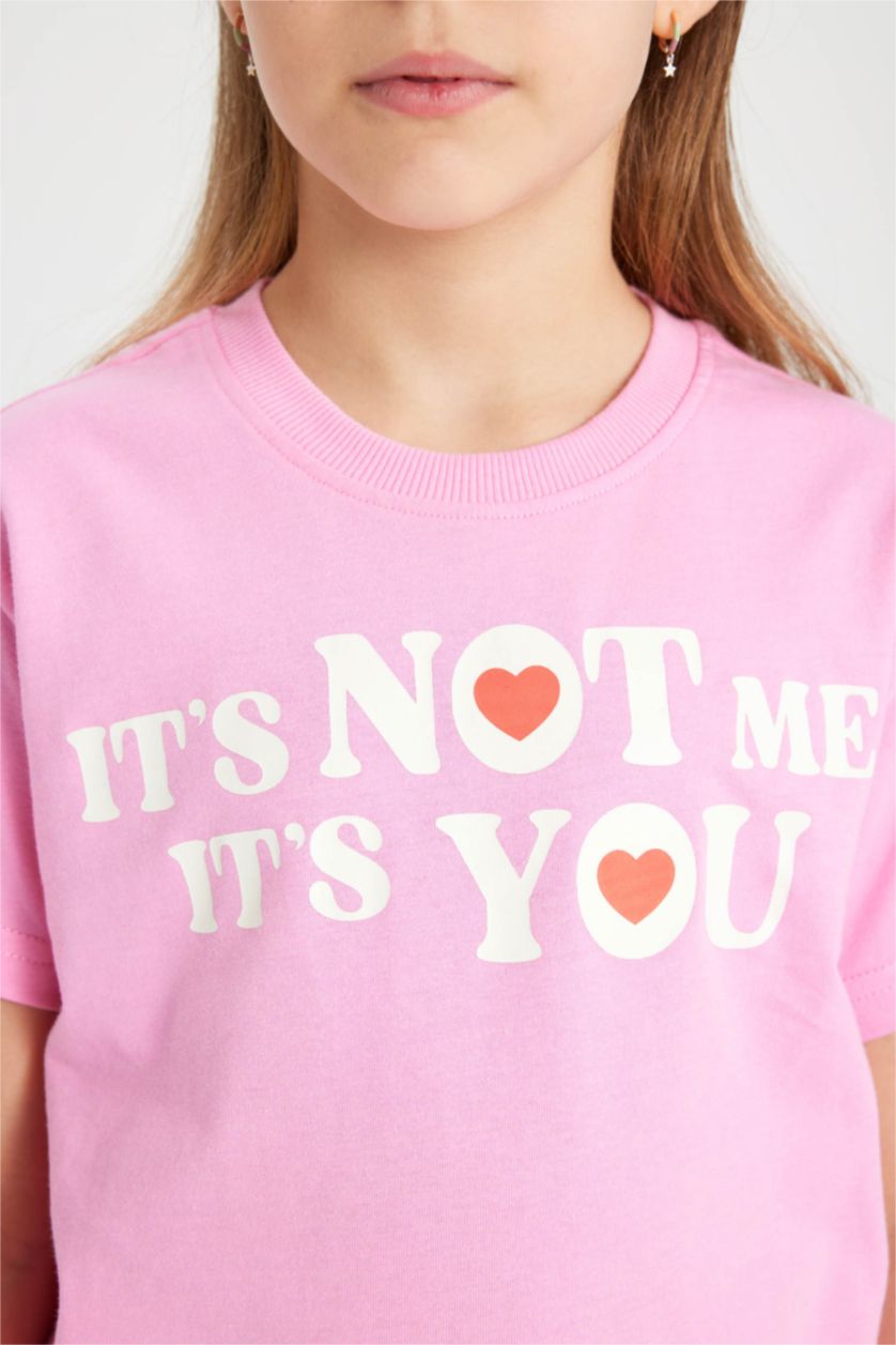 GIRLS & TEENS Pink Girl Printed Short Sleeve T-Shirt