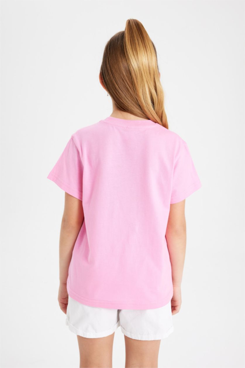 GIRLS & TEENS Pink Girl Printed Short Sleeve T-Shirt