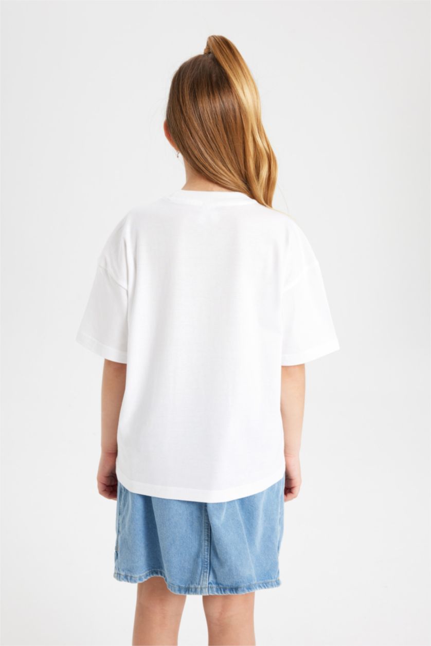 GIRLS & TEENS White Girl Oversize Fit Printed Short Sleeve T-Shirt