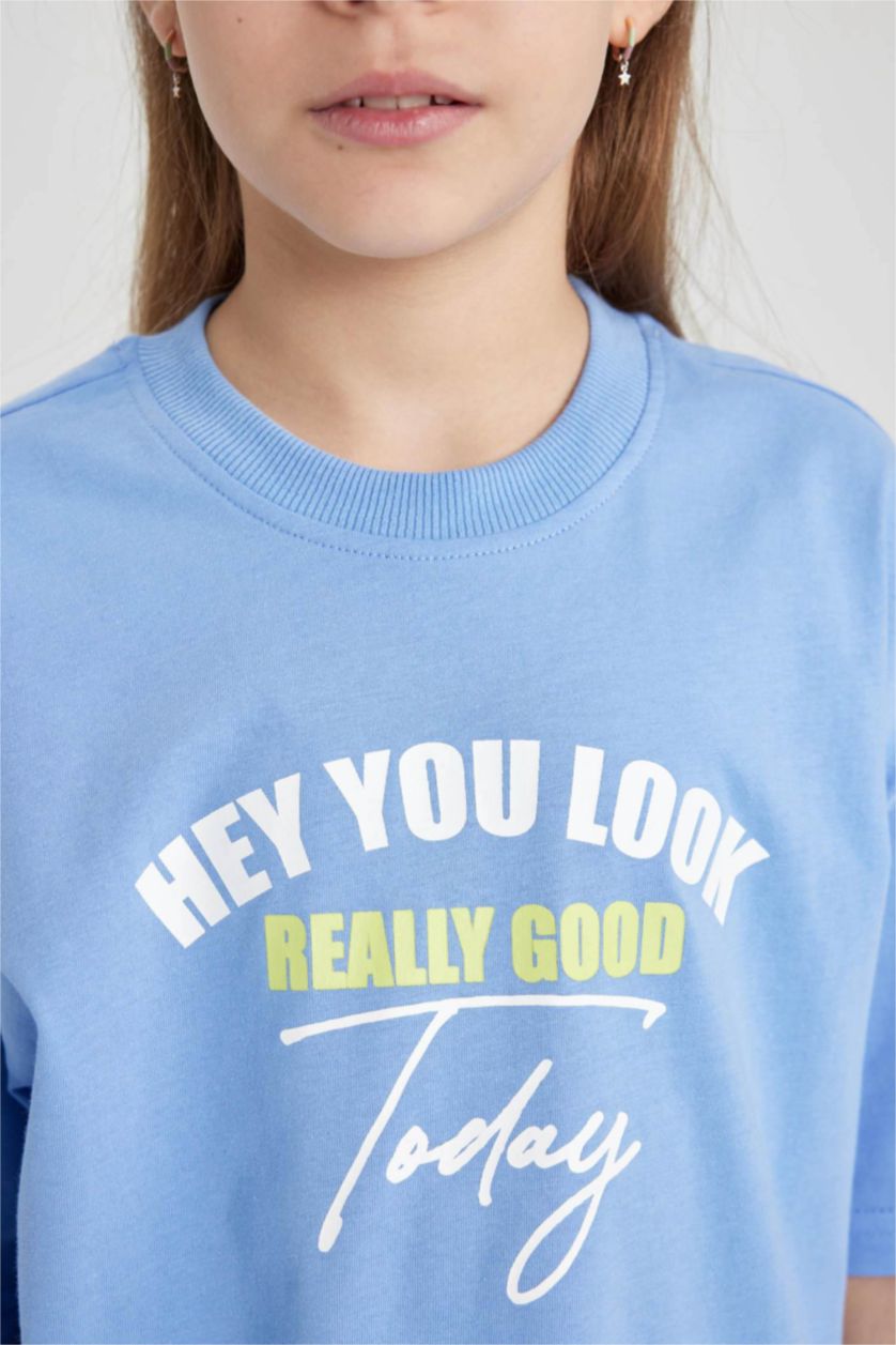 Girls & Teens Blue Girl Oversize Fit Short Sleeve T-Shirt