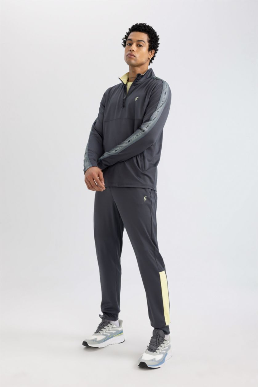 Man Anthracite DeFactoFit Slim Fit Printed Heavy Fabric Sweatshirt