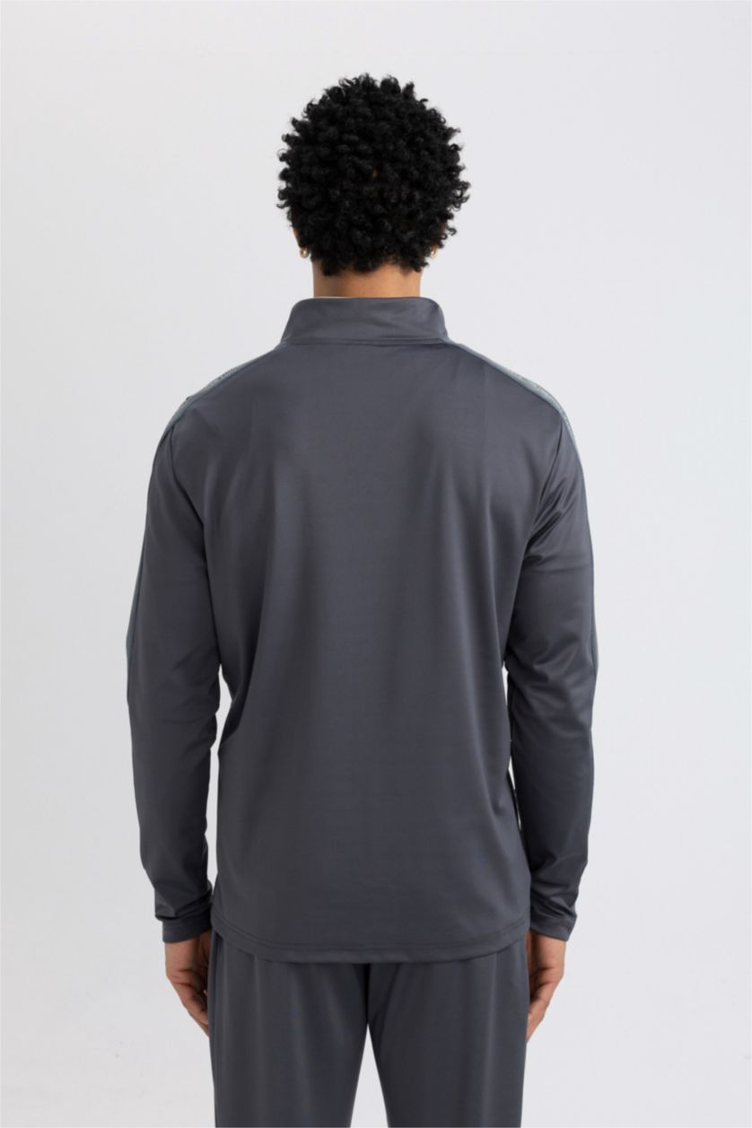 Man Anthracite DeFactoFit Slim Fit Printed Heavy Fabric Sweatshirt