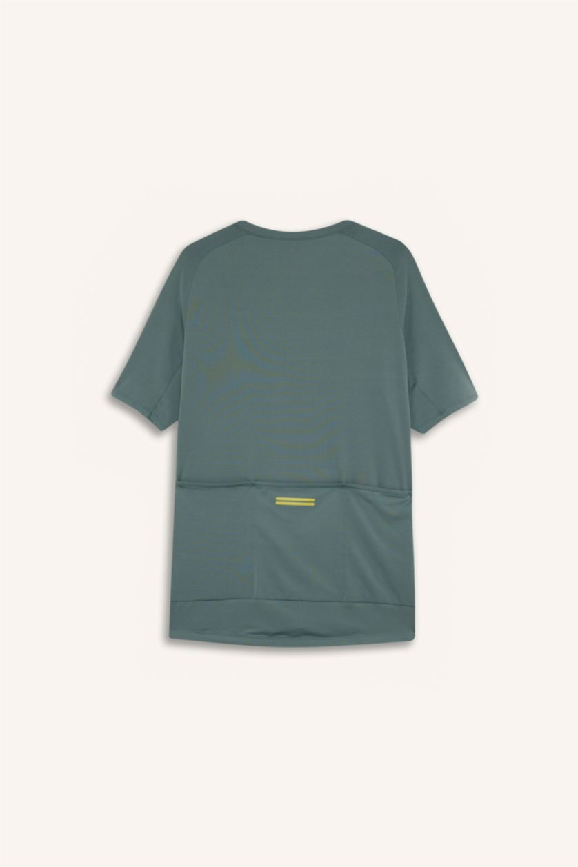 MAN Green DeFactoFit Slim Fit High Collar Heavy Fabric T-Shirt