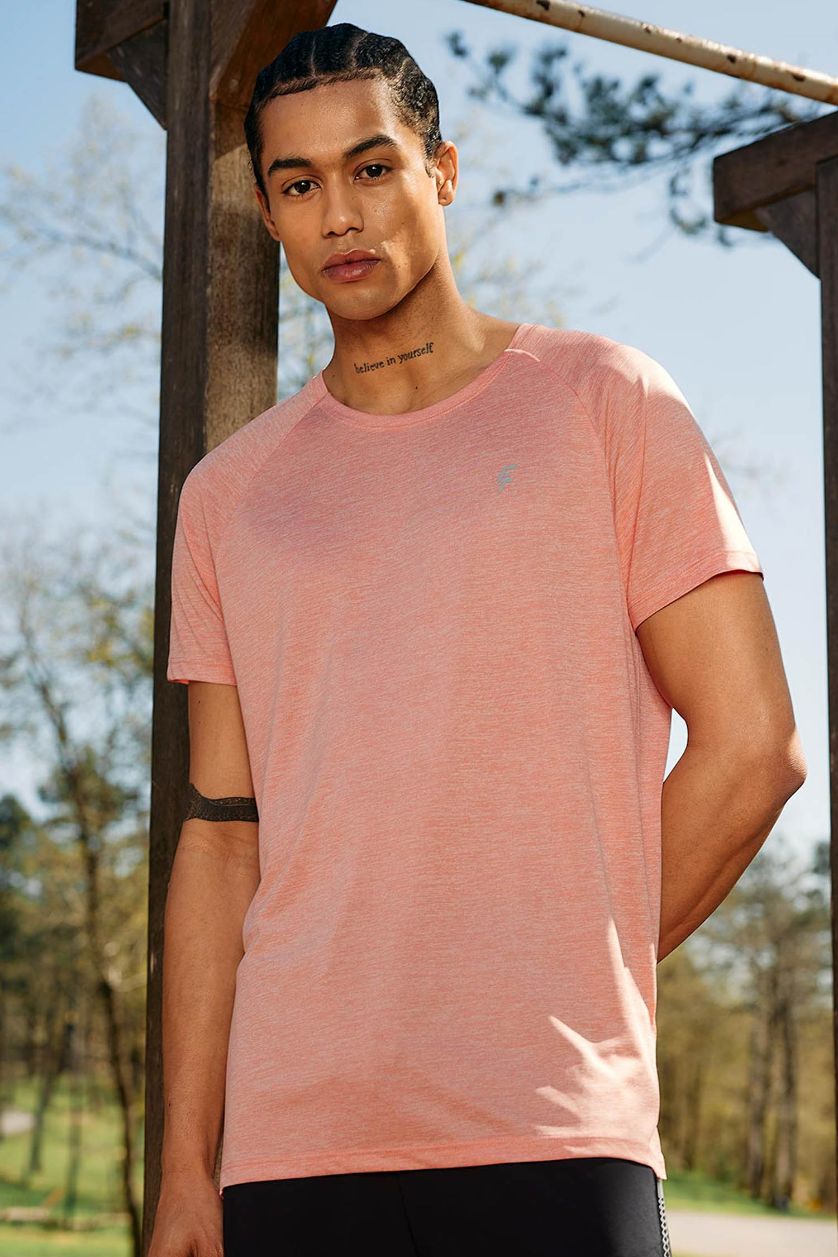 MAN Orange Melange Standard Fit Crew Neck Heavy Fabric T-Shirt